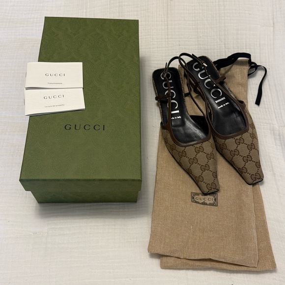 Gucci Shoes - Gucci Original GG Canvas Slingback ballerina shoes